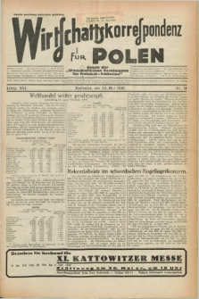 Wirtschaftskorrespondenz für Polen : Organ der „Wirtschaftlischen Vereinigung für Polnisch-Schlesien”. Jg.16, Nr. 14 (20 Mai 1939)