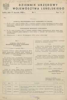 Dziennik Urzędowy Województwa Lubelskiego. 1985, nr 1 (17 stycznia)