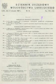 Dziennik Urzędowy Województwa Lubelskiego. 1987, nr 10 (31 sierpnia)