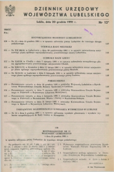 Dziennik Urzędowy Województwa Lubelskiego. 1991, nr 12 (20 grudnia)