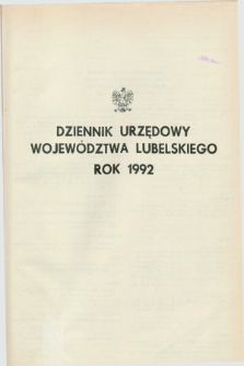 Dziennik Urzędowy Województwa Lubelskiego. 1992, Skorowidz alfabetyczny