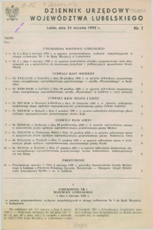 Dziennik Urzędowy Województwa Lubelskiego. 1992, nr 1 (24 stycznia)