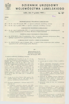 Dziennik Urzędowy Województwa Lubelskiego. 1992, nr 12 (11 grudnia)