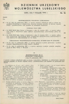 Dziennik Urzędowy Województwa Lubelskiego. 1993, nr 15 (4 listopada)