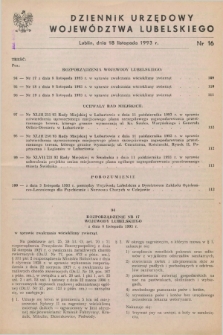 Dziennik Urzędowy Województwa Lubelskiego. 1993, nr 16 (18 listopada)