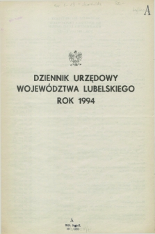 Dziennik Urzędowy Województwa Lubelskiego. 1994, Skorowidz alfabetyczny