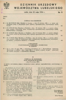 Dziennik Urzędowy Województwa Lubelskiego. 1994, nr 9 (25 maja)