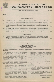 Dziennik Urzędowy Województwa Lubelskiego. 1994, nr 15 (17 października)