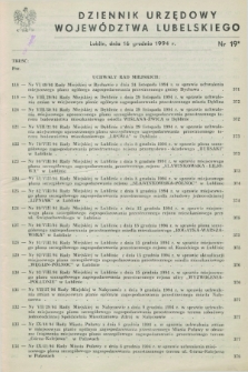 Dziennik Urzędowy Województwa Lubelskiego. 1994, nr 19 (16 grudnia)