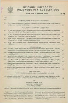 Dziennik Urzędowy Województwa Lubelskiego. 1995, nr 14 (29 listopada)