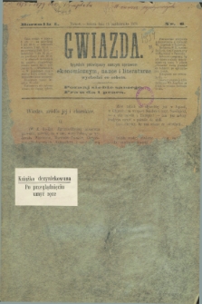 Gwiazda : tygodnik poświęcony naszym sprawom ekonomicznym, nauce i literaturze. R.1, nr 6 (19 października 1878)
