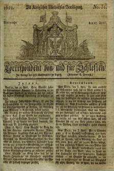 Correspondent von und fuer Schlesien. 1822, No. 31 (17 April)