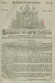 Correspondent von und fuer Schlesien. 1825, No. 34 (27 April) + dod.