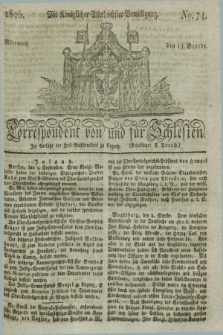 Correspondent von und fuer Schlesien. 1825, No. 74 (14 September) + dod.