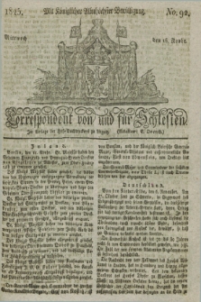Correspondent von und fuer Schlesien. 1825, No. 92 (16 November) + dod.
