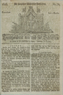Correspondent von und fuer Schlesien. 1826, No. 72 (9 September)