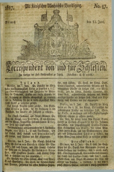Correspondent von und fuer Schlesien. 1827, No. 47 (13 Juni) + dod.