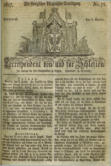 Correspondent von und fuer Schlesien. 1827, No. 72 (8 September) + dod.