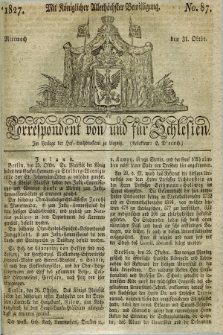 Correspondent von und fuer Schlesien. 1827, No. 87 (31 October) + dod.