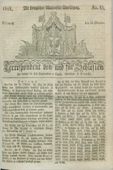 Correspondent von und fuer Schlesien. 1828, No. 85 (22 October) + dod.