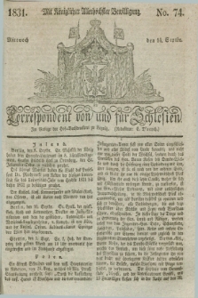 Correspondent von und fuer Schlesien. 1831, No. 74 (14 September) + dod.