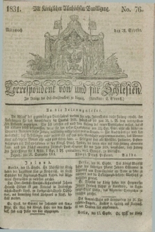 Correspondent von und fuer Schlesien. 1831, No. 76 (21 September) + dod.