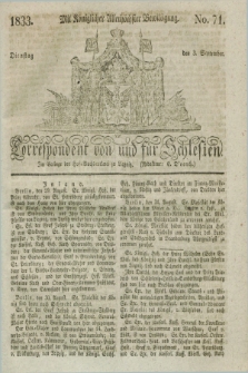 Correspondent von und fuer Schlesien. 1833, No. 71 (3 September) + dod.