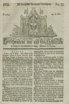 Correspondent von und fuer Schlesien. 1834, No. 22 (18 März) + dod.