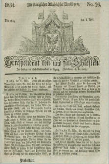 Correspondent von und fuer Schlesien. 1834, No. 26 (1 April) + dod.