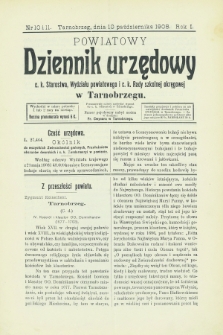 Powiatowy Dziennik Urzędowy c. k. Starostwa, Wydziału Powiatowego i c. k. Rady Szkolnej Okręgowej w Tarnobrzegu. R.1, nr 10/11 (10 października 1908)