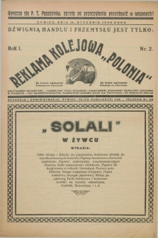 Reklama Kolejowa „Polonia”. R.1, Nr. 2 (15 stycznia 1928)