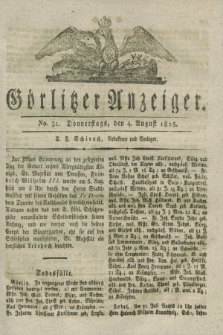 Görlitzer Anzeiger. 1825, No. 31 (4 August) + dod.
