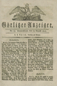 Görlitzer Anzeiger. 1825, No. 33 (18 August)