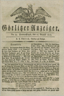 Görlitzer Anzeiger. 1825, No. 34 (25 August) + dod.