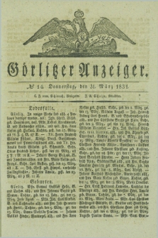 Görlitzer Anzeiger. 1831, № 14 (31 März) + dod.