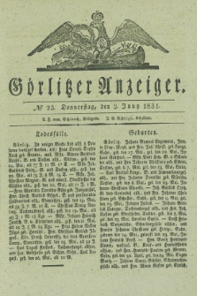 Görlitzer Anzeiger. 1831, № 23 (2 Juny)