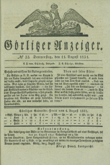 Görlitzer Anzeiger. 1831, № 33 (11 August) + dod.