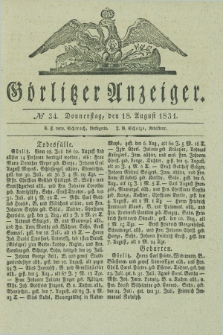 Görlitzer Anzeiger. 1831, № 34 (18 August) + dod.