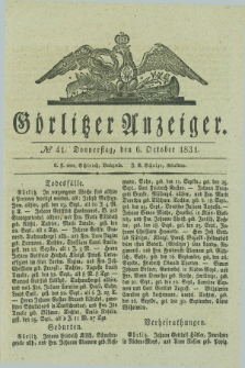 Görlitzer Anzeiger. 1831, № 41 (6 October) + dod.