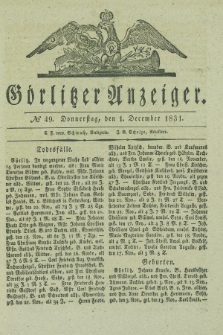 Görlitzer Anzeiger. 1831, № 49 (1 December)