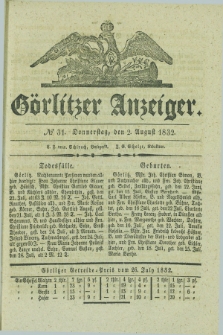 Görlitzer Anzeiger. 1832, № 31 (2 August) + dod.