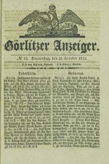 Görlitzer Anzeiger. 1832, № 43 (25 October) + dod.
