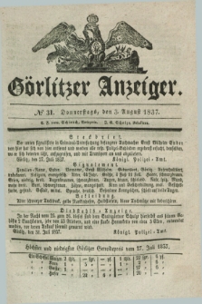 Görlitzer Anzeiger. 1837, № 31 (3 August) + dod.