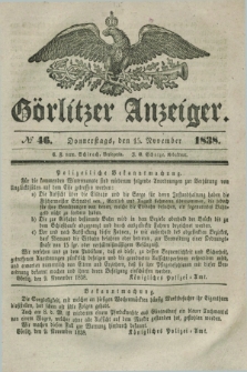 Görlitzer Anzeiger. 1838, № 46 (15 November) + dod.