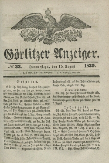 Görlitzer Anzeiger. 1839, № 33 (15 August) + dod.