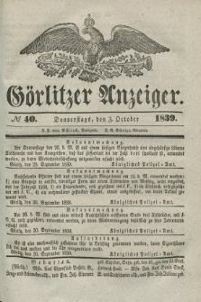 Görlitzer Anzeiger. 1839, № 40 (3 October)