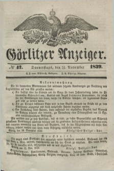 Görlitzer Anzeiger. 1839, № 47 (21 November) + dod.