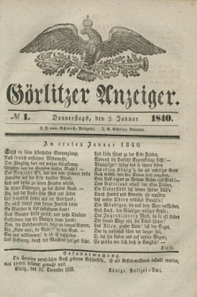 Görlitzer Anzeiger. 1840, № 1 (2 Januar)