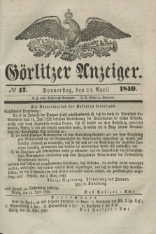 Görlitzer Anzeiger. 1840, № 17 (23 April)