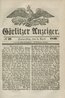 Görlitzer Anzeiger. 1840, № 18 (30 April)